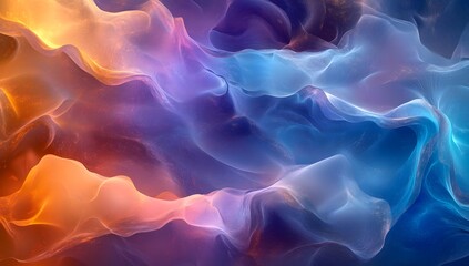 Obraz premium 3D render, abstract background with colorful waves and wavy lines in a red, blue, and purple gradient, flowing fabric, flowing silk, fluid organic shapes,