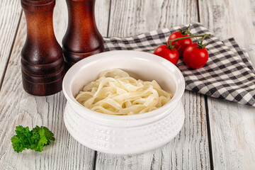 Boiled wheat asian udon noodles
