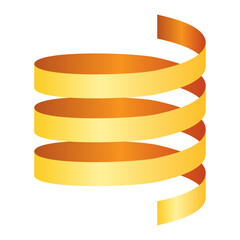 くるくる巻いた光沢のある黄色のリボンのイラスト