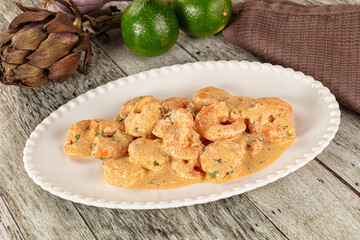 Prawn in white cream sauce