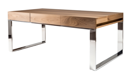 Minimalist style office desk with natural surface texture isolated on transparent background. PNG