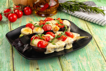 Baked eggplant with cherry and mozzarella