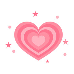 Layered Pink Heart with Radiating Love Theme and Decorative Stars for Romantic Celebration