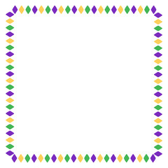 Vibrant Square Border with Purple Gold and Green Diamond Shapes