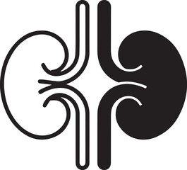 Obraz premium Human kidneys icon medical illustration outline filled
