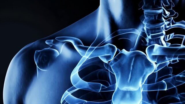 Shoulder Pain, Skeleton View of Human Body Injury, Arm Anatomy with Red Hot Spot