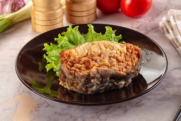 Roasted cod fish fillet piece