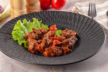 Hungarian goulash with beef meat