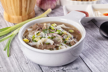 Vietnamese Pho Bo soup with beef