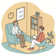 Fototapeta premium Therapist and patient in a cozy counseling room