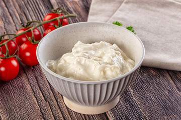 Italian delicous stracciatella young soft cheese