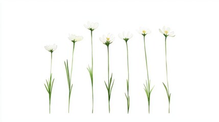 White Spring Blossoms With Long Stem Elegance And Botanical Artwork Theme Style