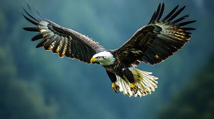 Obraz premium Majestic eagle soaring through the sky.