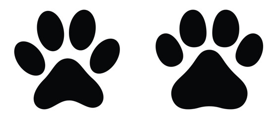 Pet paw . footprints Pet paw, Heart with pet paw print dog cat icon, vector illustration © Quirk Craft Studio