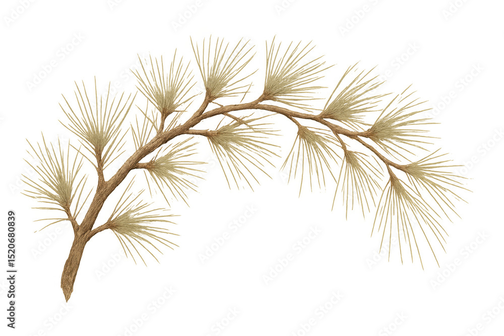 Poster isolated dry pine branch on a transparent background, perfect for adding a touch of nature to design