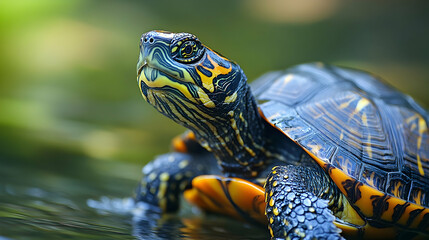 Obraz premium Close-up of a colorful turtle.