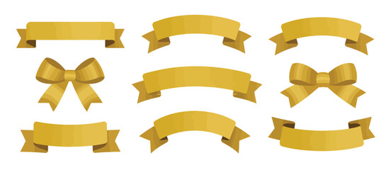 Gold Ribbons and Bows Collection for Design Elements