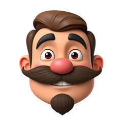 3d funny cartoon character head with a mustache representing Father's Day