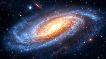 Obraz premium Spiral Galaxy in Deep Space with Orange and Blue Hues