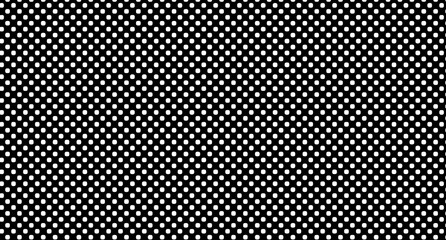 A repeating pattern of white circles on a black background creating a polka dot design effect