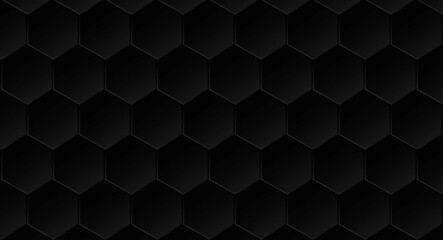 A seamless dark hexagon pattern with subtle shadows creating a textured and modern aesthetic look