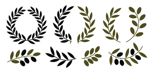 Olive Branch and Wreath Design Elements Set ©  Creative Stock Bd