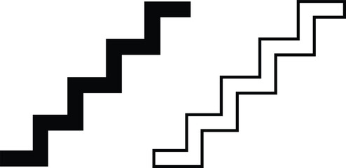 a simple black and white geometric stairs illustration Stairs icon set vector in two styles isolated on white background black and white background
