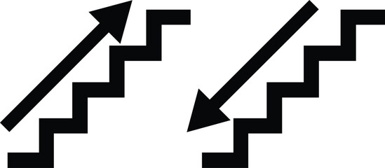 black arrow on a white background stairs steps climbing ascending descending architectural elements