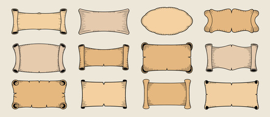 Twelve Vintage Parchment Scroll Templates for Design