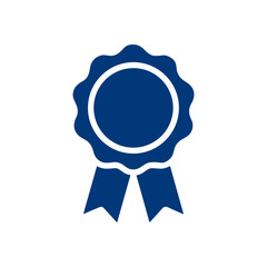 Blue award ribbon seal of excellence icon illustration element