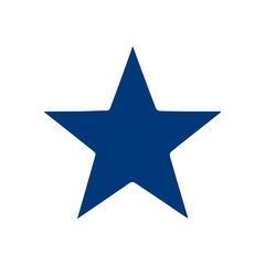 Bold blue star on white backdrop icon illustration element