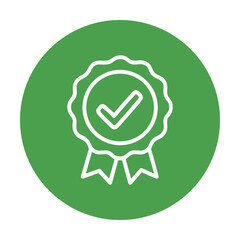 Guaranteed quality seal with ribbon icon illustration element