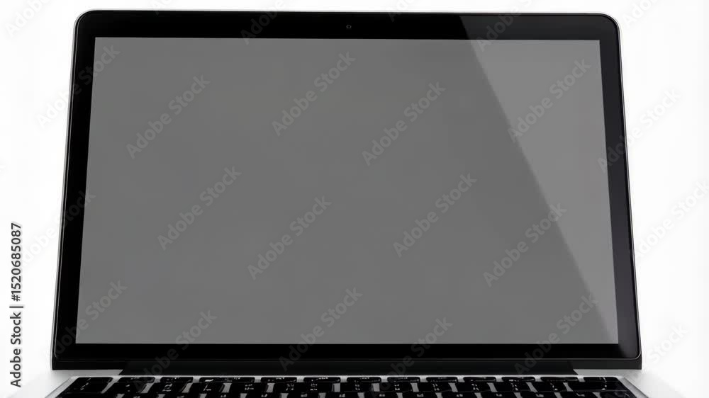 Poster open modern laptop computer with blank white screen ideal for design mockup or template isolated on 