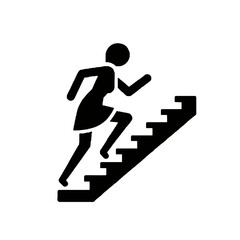 Fototapeta premium Silhouette of person running up steps in dynamic motion 