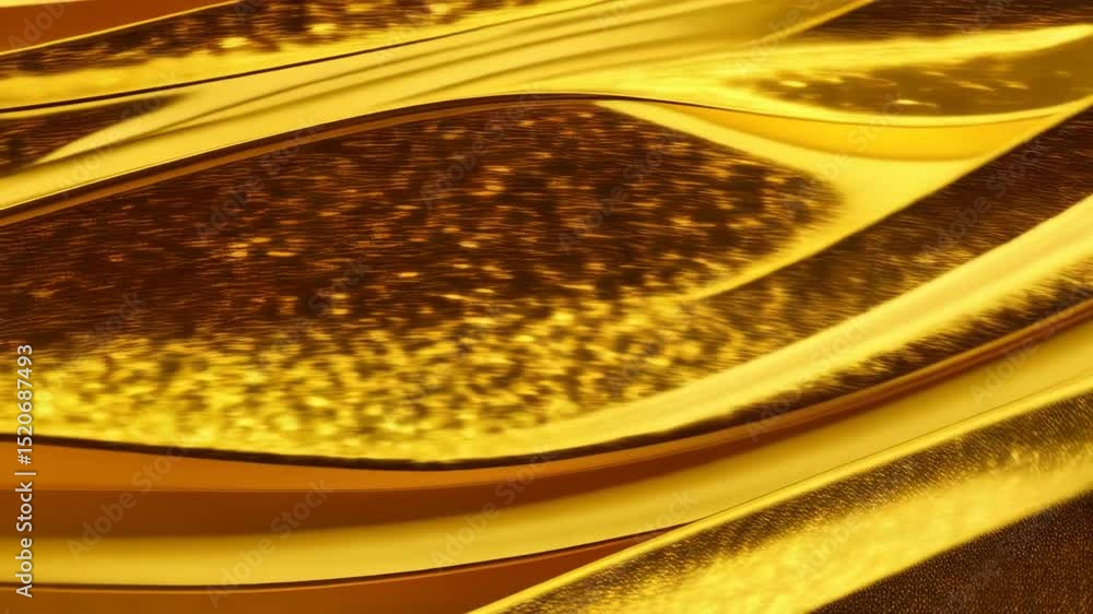 Poster golden metallic waves background animation with rich texture and sparkling highlights for graphic ov