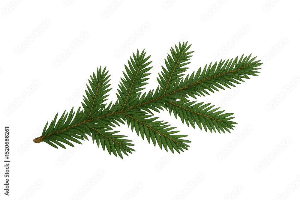 Poster realistic fir branch isolated on transparent background, perfect for adding a touch of nature to chr