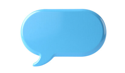 Blue Speech Bubble Icon in 3D on White Background