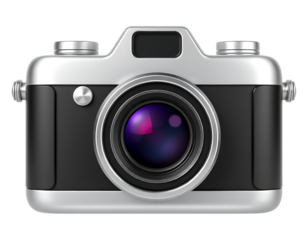 Stylish Silver and Black Retro Camera