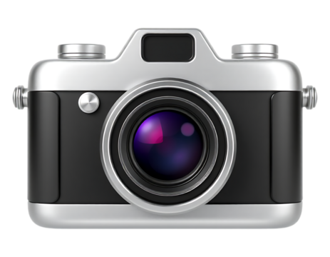 Stylish Silver and Black Retro Camera