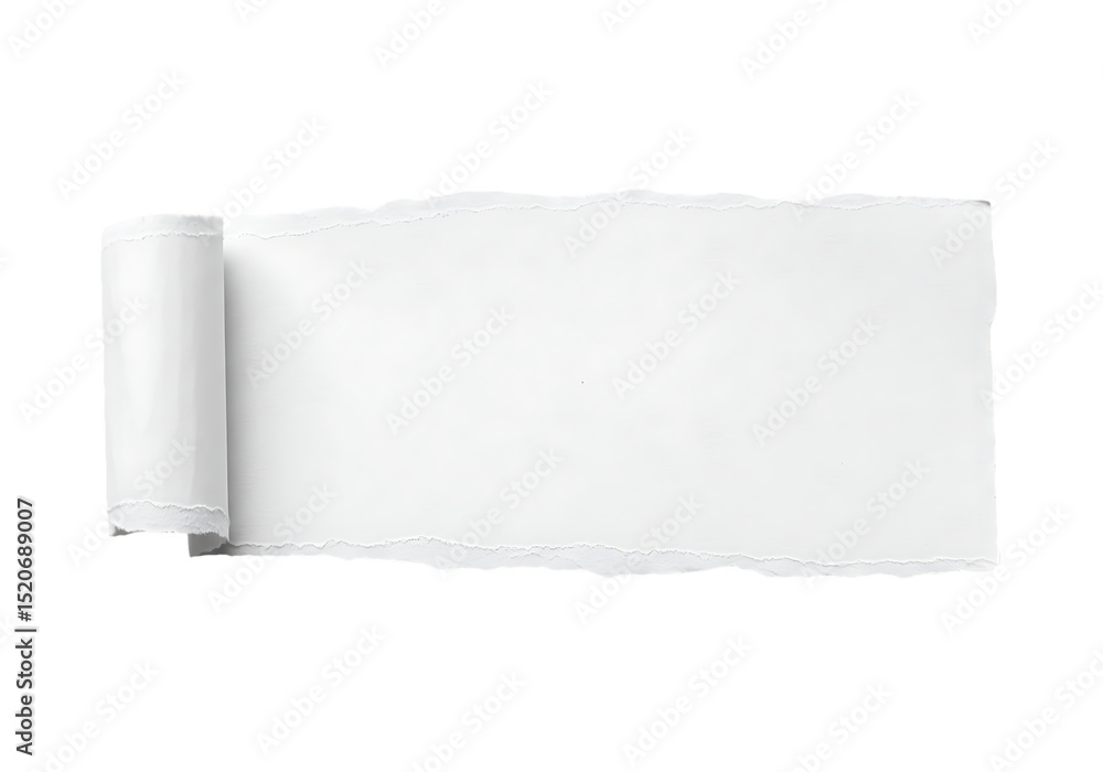 Fototapete torn white paper with rolled edge on black background perfect for text overlay or design element in 