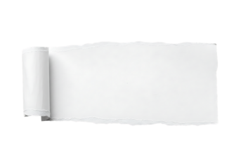Torn White Paper with Rolled Edge on Black Background Perfect for Text Overlay or Design Element in Creative Projects