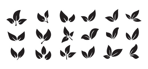 Green leaves plant eco logo symbol. Leaf icon set.  Collection green leaf. Vector illustration eps 10