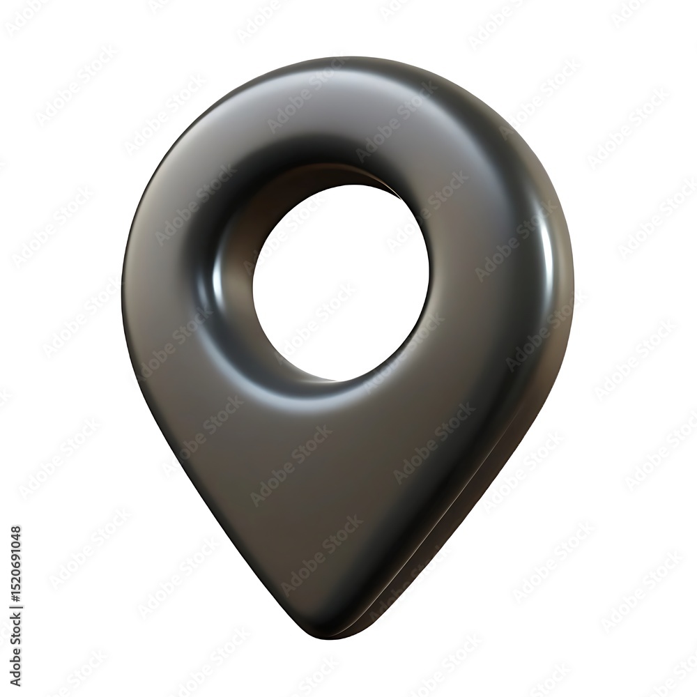 Poster 3d rendered modern metallic location pin for navigation and guidance on white background