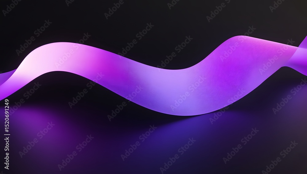 Poster a close-up of the purple curved shape on a black background, with a gradient effect and glowing ligh
