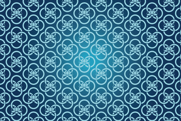 Abstract seamless pattern with vintage blue floral ornament design and decorative textile background