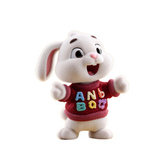 Adorable Cartoon Bunny Rabbit in Red Sweater with ABC Letters