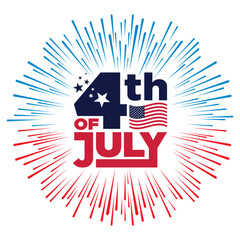 4th of July fireworks celebration banner background vector with American flag for Fourth of july USA Independence Day celebration, Social Media, sale, Web Banner, Poster, printable
