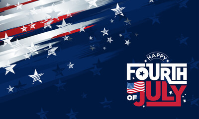 Happy 4th of July text logo banner, poster with 
Patriotic background for Fourth of 
July United States of America Independence Day, 
party, sale, flyer, celebration