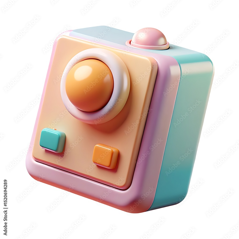 Aufkleber colorful 3d rendering of a stylized and abstract retro game controller with playful design elements