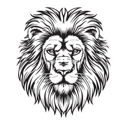 Lion hand drawn sketch illustration, Wild animals